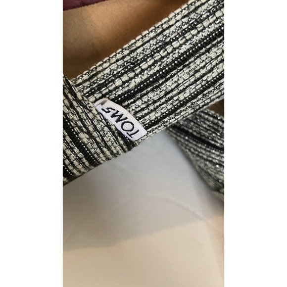 TOMS Alpargatas BLK WHT SILVER SHINEY FLATS W 10 - Picture 4 of 8